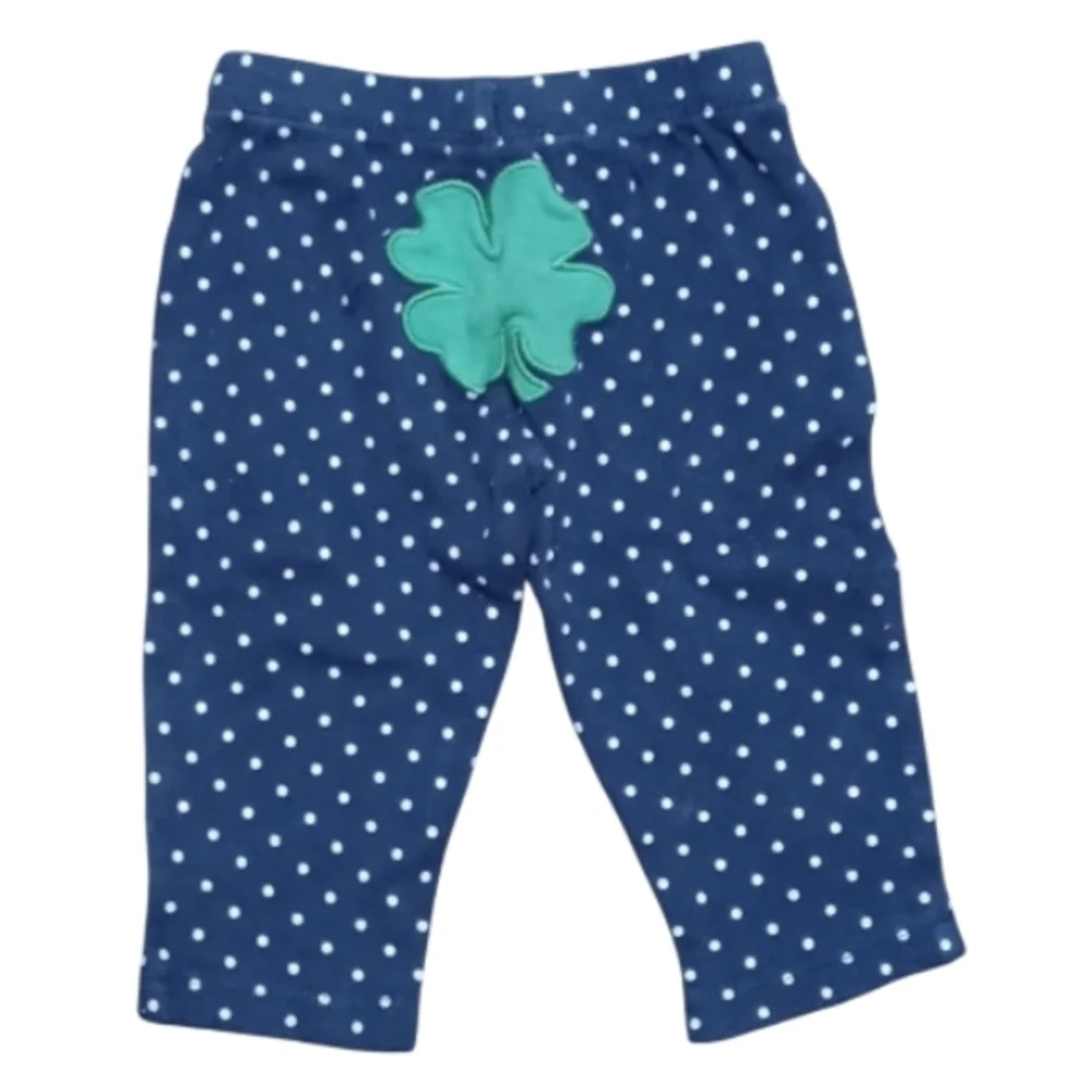 ⭐M4) Carter’s Baby Girl Navy Polka Dot Pants 9 Months Shamrock St Patrick’s Day